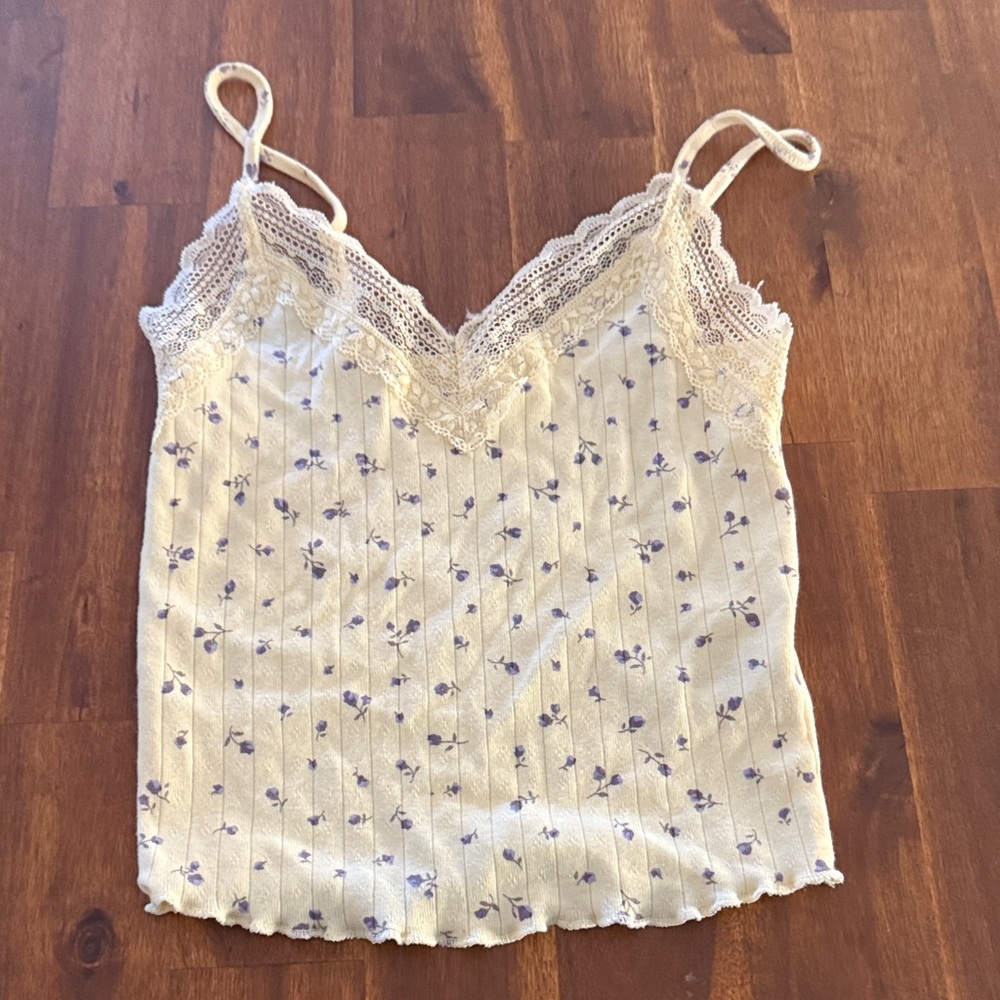 No Boundaries Cream and Purple Floral Cami